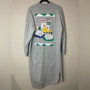 VTG 90s Silvercord Sweatshirt Nightgown Novelty Cat Print Christmas Scene Size M